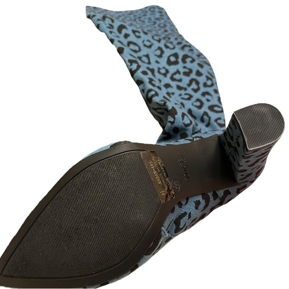 Blue Denim Leopard Over the Knee Boots - Picture 7 of 7